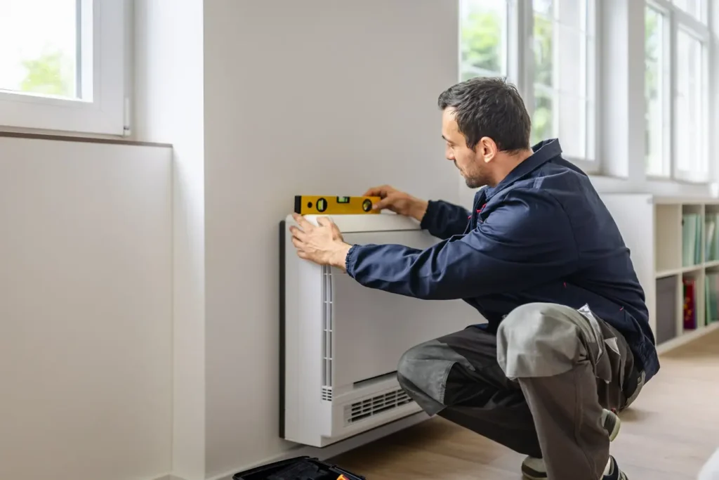 technik z grzejnikiem elektrycznym